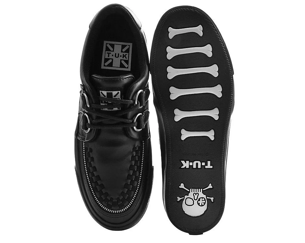 BLACK ZIPPER D-RING CREEPER SNEAKERS