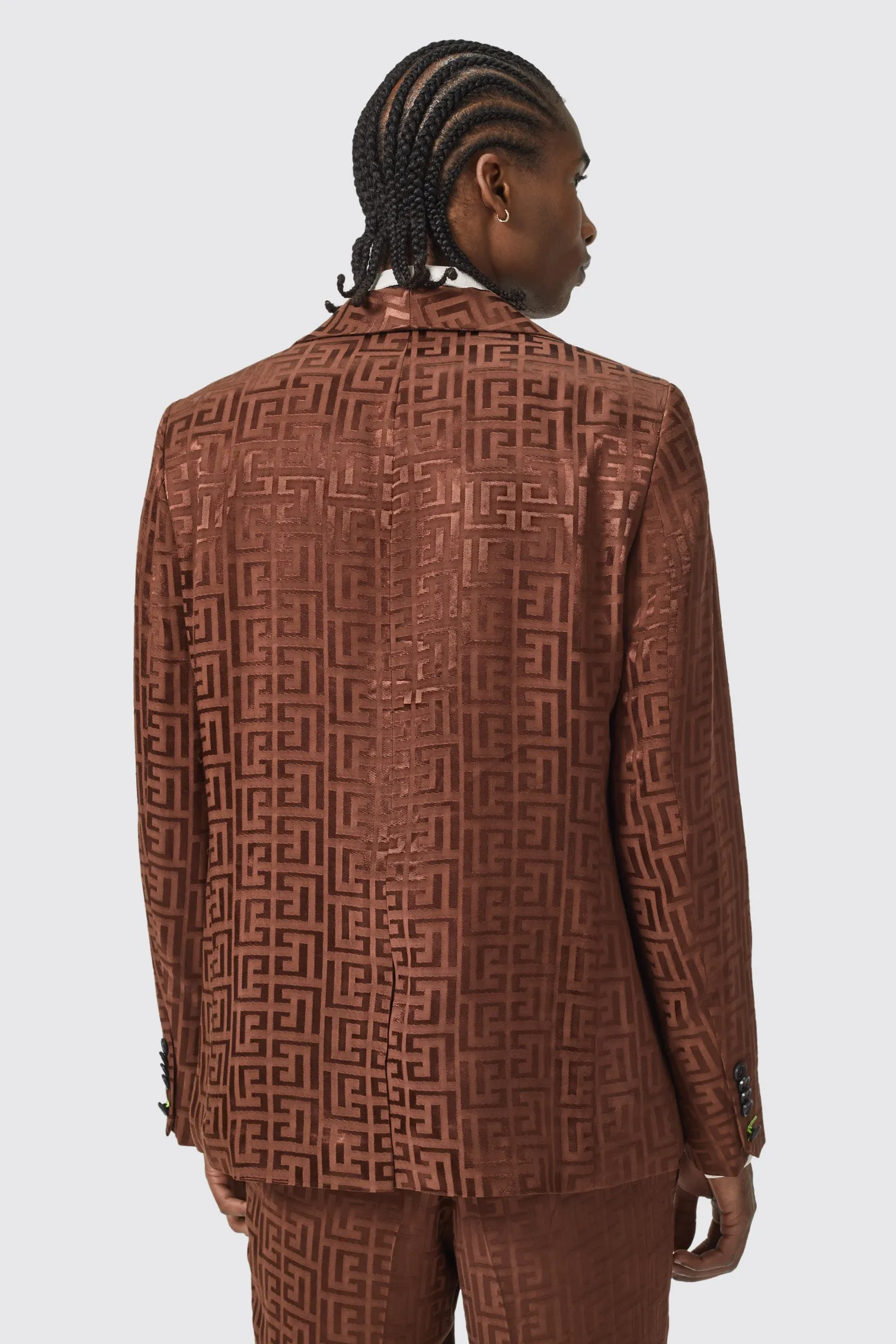Hurston Slim Fit Brown Jacquard Suit - ARCHIVE