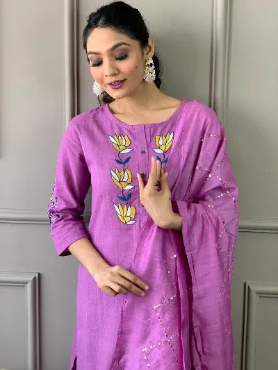 Lavender Summer Special South Handloom Cotton Salwar Suit Set