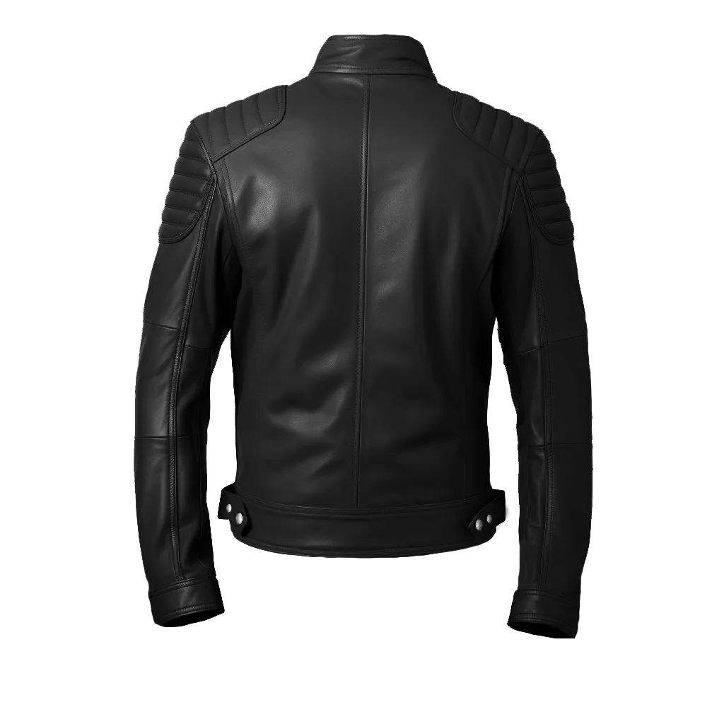 Men Black Biker Leather Jacket