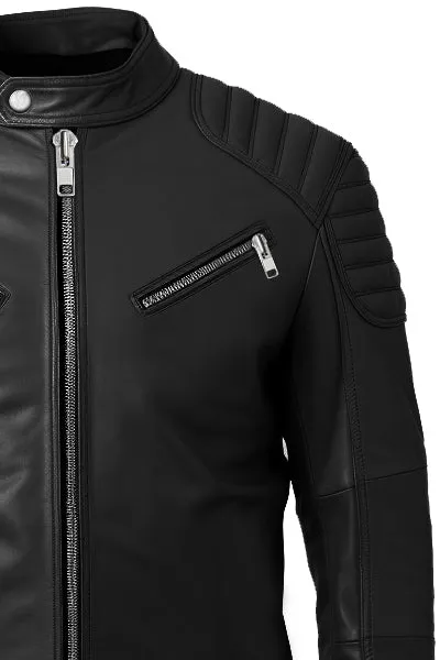 Men Black Biker Leather Jacket