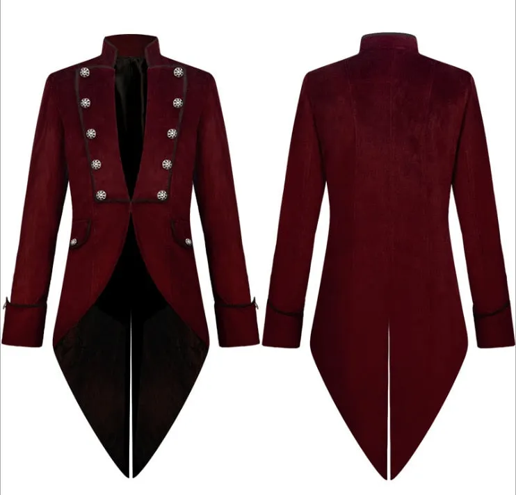 Vintage Blue Black Red Velvet Swallowtail Piano Costume Tailcoats Men Magician Performance Coat Singer Chorus Wedding Stage Wear