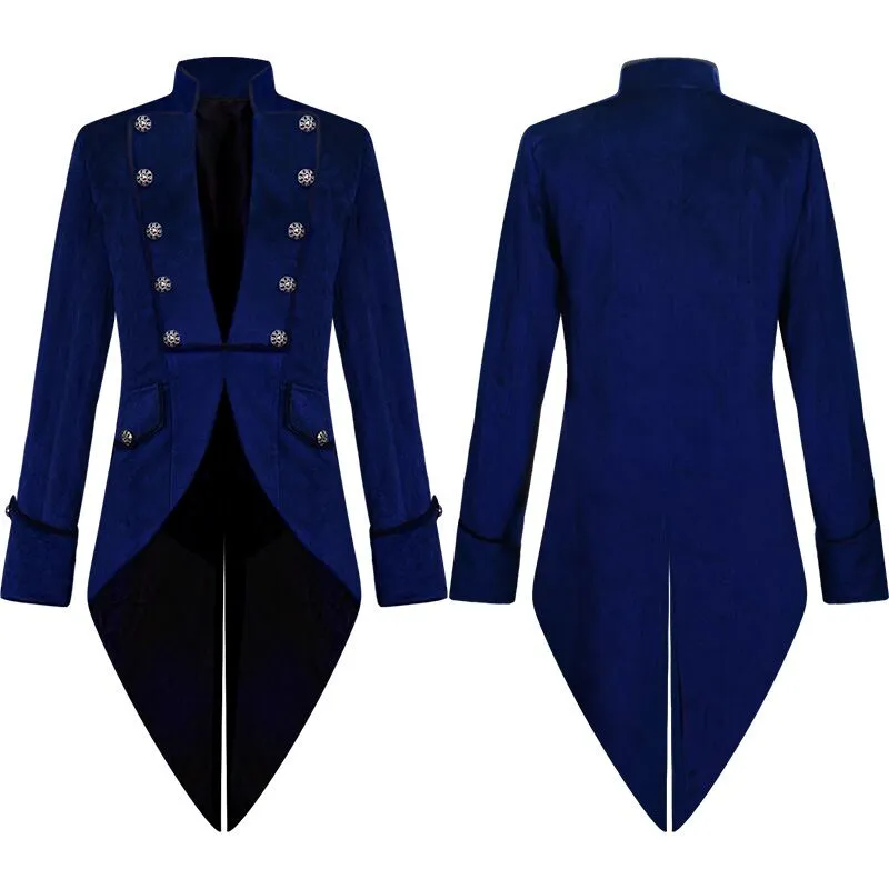 Vintage Blue Black Red Velvet Swallowtail Piano Costume Tailcoats Men Magician Performance Coat Singer Chorus Wedding Stage Wear